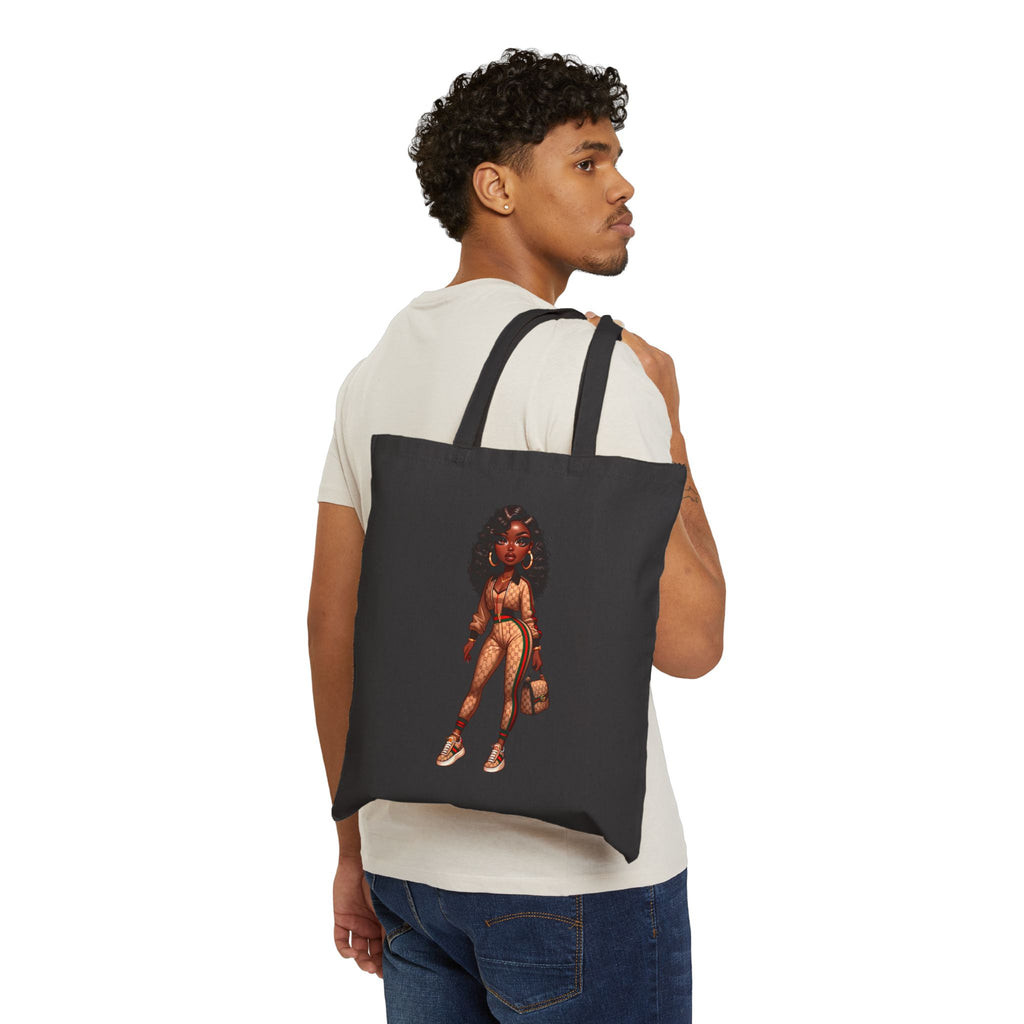 Afro Chic Girl Canvas Tote — Stylish Cotton Shopper Bag