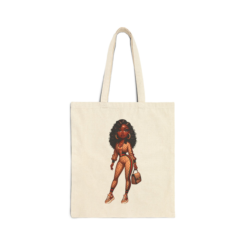 Afro Chic Girl Canvas Tote — Stylish Cotton Shopper Bag