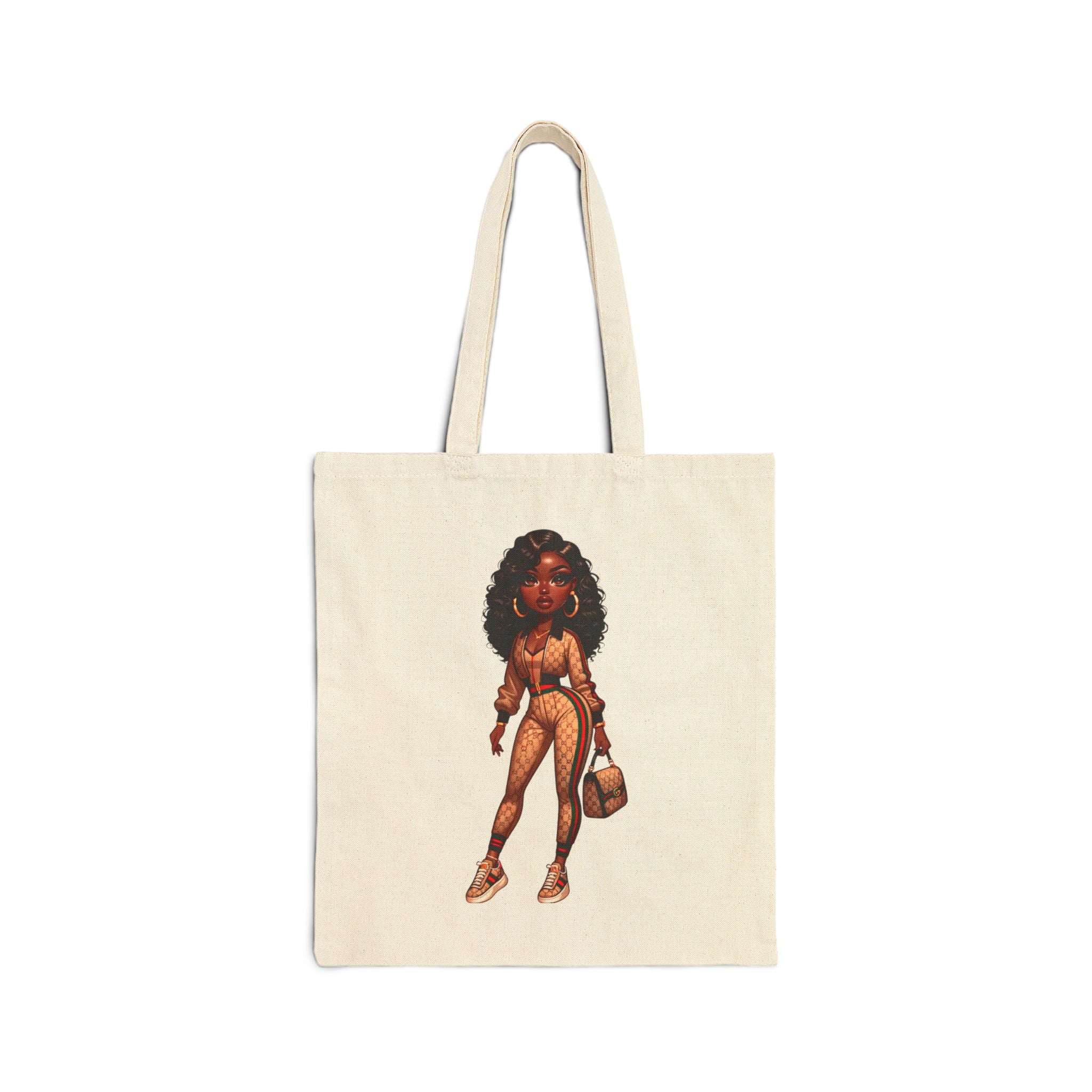 Afro Chic Girl Canvas Tote — Stylish Cotton Shopper Bag