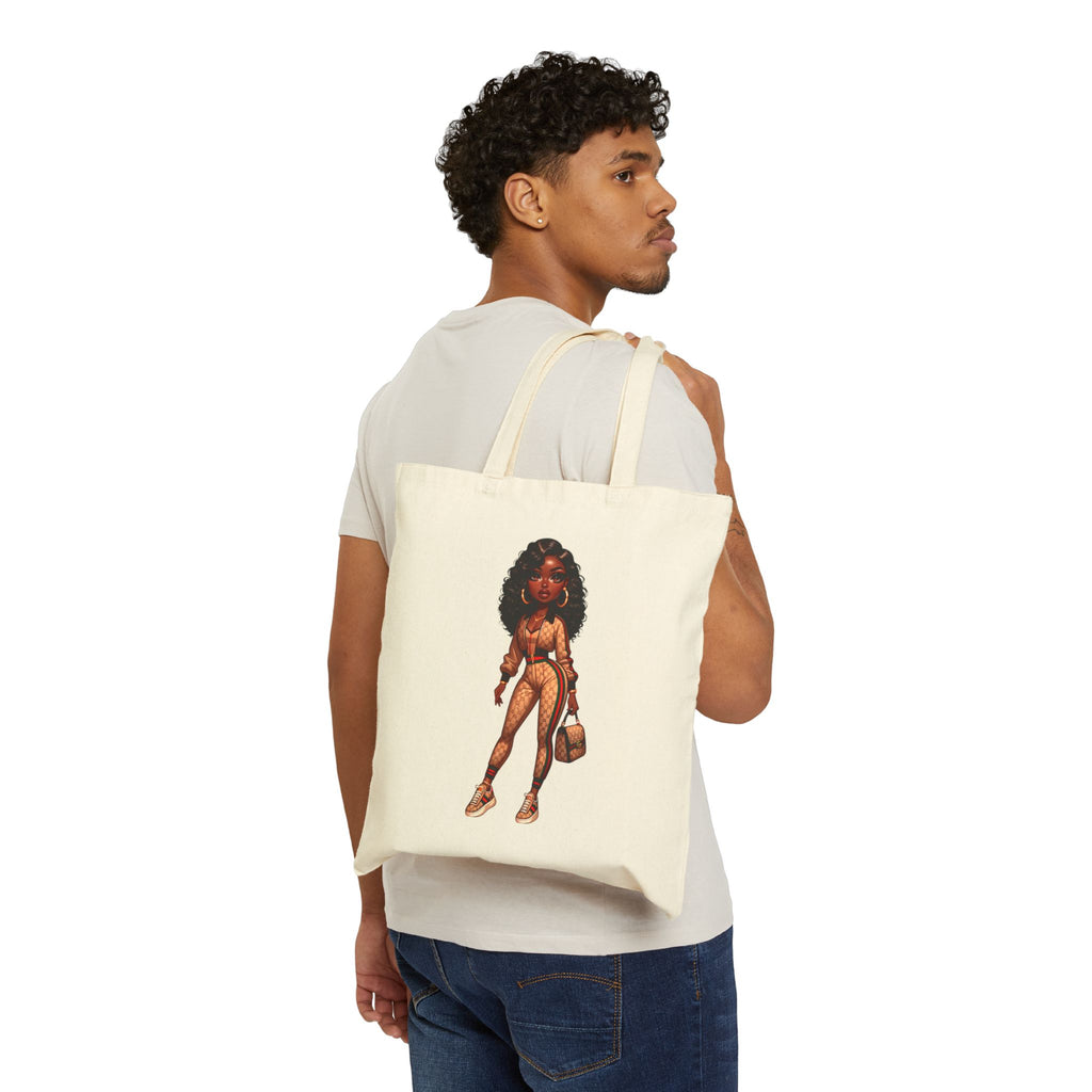 Afro Chic Girl Canvas Tote — Stylish Cotton Shopper Bag